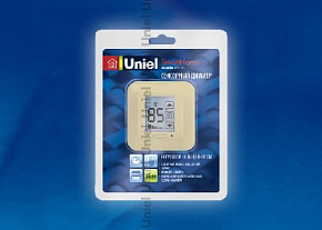 UNIEL (04029) USW-001-LCD-DM-40/500W-TM-M-BG БЛИСТЕР Выключатели с регулятором яркости лампы (диммер) и таймером выключения