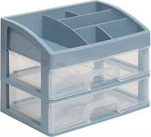 VIOLET для косметики 2 ящика (серо-синий/прозрачный) 330249 Органайзер