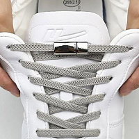 РЫЖИЙ КОТ Шнурки с магнитным фиксатором плоские эластичные, цвет серый (107990) РЫЖИЙ КОТ Шнурки с магнитным фиксатором плоские эластичные, цвет серый