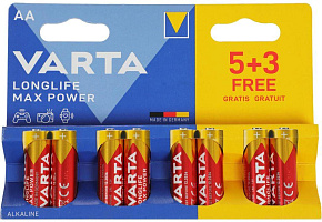 VARTA Батарея LongLife Max Power Alkaline LR6 BL5+3 AA (8шт) блистер
