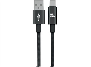 AKSBERRY (6900295590016) X163 Nylon silk USB-A - Type-C, черный Кабель