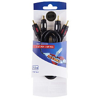 REXANT (06-3043) ШНУР 2RCA - 2RCA , 1.5 М, GOLD Кабель RCA