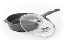 МЕЧТА с30701 Гранит 30см несъемная ручка стеклянная крышка Сковорода