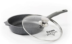 МЕЧТА с30701 Гранит 30см несъемная ручка стеклянная крышка Сковорода