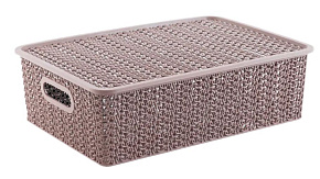 VIOLET Вязь 7,5л с крышкой розовый нюд 532111 Корзина для хранения