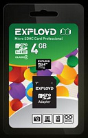 EXPLOYD MicroSDHC 4GB Class4 + адаптер SD [EX004GCSDHC4-AD] Карта памяти