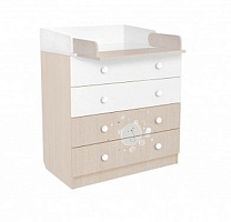 POLINI Комод Polini kids French 1580, Teddy, белый-дуб пастельный (2 кор.) Комод POLINI Комод Polini kids French 1580, Teddy, белый-дуб пастельный (2 