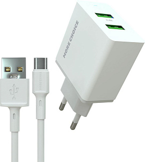 MORE CHOICE (4610196409042) NC11a СЗУ 2USB 2.4A для Type-C White СЗУ