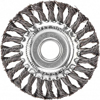 KRANZ (KR-91-1238) Щетка дисковая для УШМ, крученая стальная проволока, 125мм, отв. 22,23мм Щетка дисковая