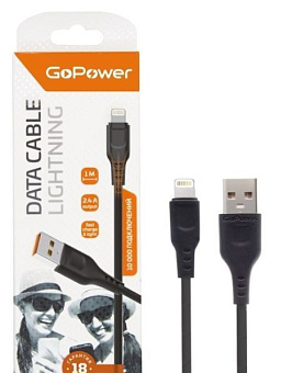 GOPOWER (00-00018568) GP01L USB (m)-Lightning (m) 1.0м 2.4A черный Кабель