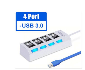 SMARTBUY (SBHA-7304-W) USB 3.0 хаб + выкл., 4 порта, белый