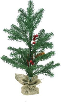 BEATREES Ель Декоративная зеленая с шишками и ягодами в мешке 0,45 м (10) 1036045 Ель искусственная