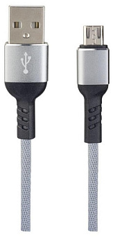 PERFEO (U4806) USB A вилка - Micro USB вилка, 2.4A, серый, 1 м, Micro Premium Кабель