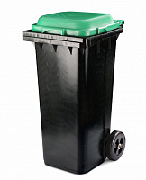 АЛЬТЕРНАТИВА М4603 для мусора 120л (на колесах)(черный с зеленой крышкой) Контейнер
