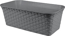 VIOLET "Ротанг" 43см с дренажем (серый) 354018 Балконный ящик VIOLET "Ротанг" 43см с дренажем (серый) 354018