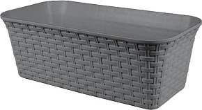 VIOLET "Ротанг" 43см с дренажем (серый) 354018 Балконный ящик VIOLET "Ротанг" 43см с дренажем (серый) 354018