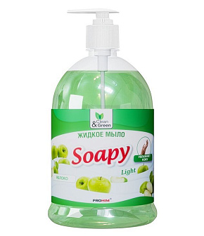 CLEAN&GREEN CG8094 Soapy эконом яблоко с дозатором 1000 мл. Жидкое мыло