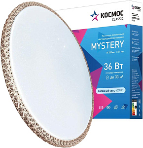 КОСМОС KCMist36W_6500 Classic MYSTERY 36Вт/230В/6500К/2340Лм 320*71 мм бронза Светодиодный настенно-потолочный светильник КОСМОС KCMist36W_6500 Classi
