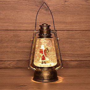 NEON-NIGHT (501-066) Декоративный фонарь с эф снегопада и подсветкой "Санта Клаус", Теплый