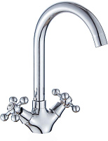 GOTA ROCIO G312310-GOTA Kreshel Смеситель д/кухни с 2-мя рукоятками с высоким изливом, креп. гайка Смеситель