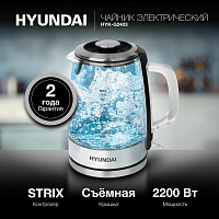 HYUNDAI HYK-G2403 1.5л. 2200Вт черный/серебристый (стекло/пластик) Чайник