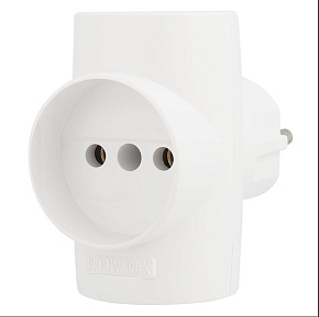 REXANT (11-1077) Тройник 10 А без заземления белый Электроаксессуары