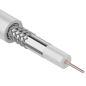 REXANT (01-2611) 3С-2V, CCS/AL/AL, 48%, 75 ОМ, бухта 100М белый Кабель коаксиальный
