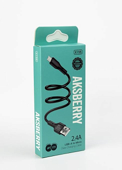 AKSBERRY (6972969383217) X155 для MicroUSB 1м 2.4A черный Кабель