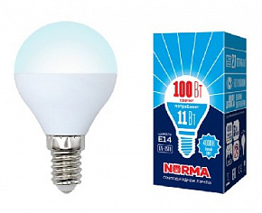 VOLPE (UL-00003831) LED-G45-11W/NW/E14/FR/NR Форма шар матовая Серия Norma 4000K Лампа светодиодная