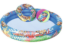 BESTWAY 51124 BESTWAY 51124 Набор: надувной бассейн 122*20 см, 137 л,+к руг + мяч