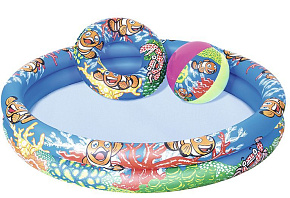 BESTWAY 51124 BESTWAY 51124 Набор: надувной бассейн 122*20 см, 137 л,+к руг + мяч