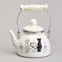 AGNESS 943-071 LAVENDER CATS со съемным фильтром 1,1л Чайник
