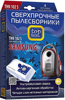 TOP HOUSE THN 102 S Сверхпрочные нетканые пылесборники 4 шт. (392487) Сверхпрочные нетканые пылесборники 4 шт.