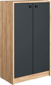 МЕБЕЛЬ-КОМПЛЕКС РИНО Тумба для обуви высокая Дуб золотой крафт/Антрацит (1 кор.) Тумба для обуви