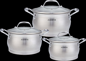 ALBERG AL-2014 (набор: 1,9л, 2,6л, 3,7л) Набор кастрюль