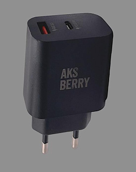 AKSBERRY (6900253220017) T43 20W PD + QC3.0 , черный СЗУ