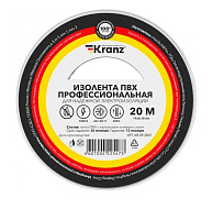 KRANZ (KR-09-2801) ИЗОЛЕНТА ПВХ ПРОФЕССИОНАЛЬНАЯ 0.18Х19 ММ, 20 М, БЕЛАЯ Изоляционная лента