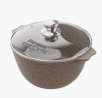 МЕЧТА 46806 со стеклянной крышкой. "Гранит brown" 6,0л Кастрюля