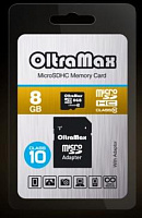 OLTRAMAX MicroSDHC 8GB Class10 + адаптер SD [OM008GCSDHC10-AD} Карта памяти