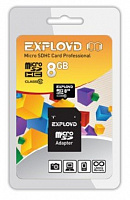 EXPLOYD MicroSDHC 8GB Class10 + адаптер SD [EX008GCSDHC10-AD] Карта памяти