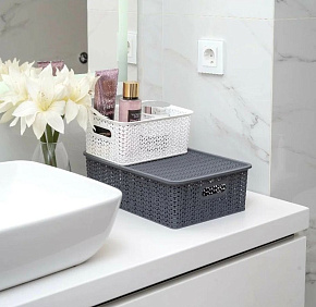 VIOLET Вязь 7,5л с крышкой серая 532118 Корзина для хранения