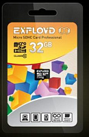 EXPLOYD MicroSDHC 32GB Class10 - б/а [EX0032GCSDHC10-W/A-AD] Карта памяти
