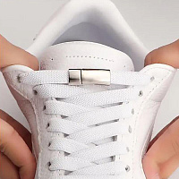 РЫЖИЙ КОТ Шнурки с магнитным фиксатором плоские эластичные, цвет белый (107989) РЫЖИЙ КОТ Шнурки с магнитным фиксатором плоские эластичные, цвет белый