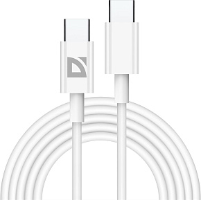 DEFENDER (87537) USB кабель F182 TypeC-TypeC 2м, белый Кабель