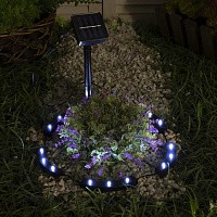 LUAZON LIGHTING Садовый светильник на солнечной батарее Обруч, 15 LED, свечение белое 9146820 Садовый светильник на солнечной батарее
