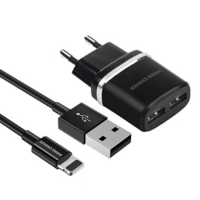 MORE CHOICE (4627151190013) NC22i СЗУ 2USB 2.4A для Apple 8-pin Black СЗУ