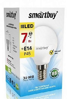 SMARTBUY (SBL-P45-07-30K-E14) 7W/3000/E14 Лампа светодиодная