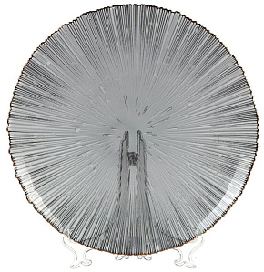 NONAME Блюдо стекло, 32.5 см, сервировочное, отвод золотом, Графит, Y6-10088 (462516) Блюдо