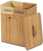 РЫЖИЙ КОТ Корзина для белья, бамбук, 2 секции, цвет: натуральный, размер: 40*30*50 см (104495)