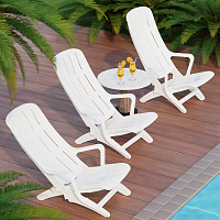 АЛЬТЕРНАТИВА М8899 кресло-шезлонг (белый) 3 положения спинки Мебель из пластика АЛЬТЕРНАТИВА М8899 кресло-шезлонг (белый) 3 положения спинки